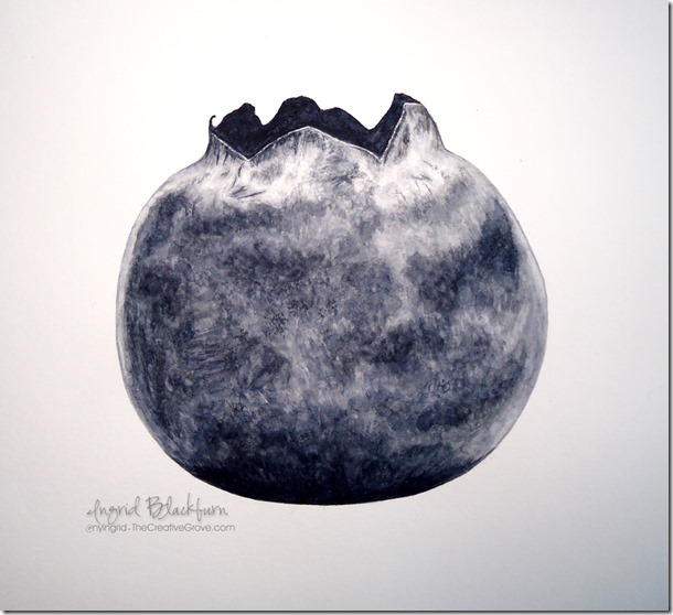 Blueberry Watercolor Botanical Painting 001