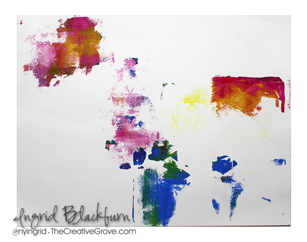 bright and colorful monoprint backgrounds made with a gel plate