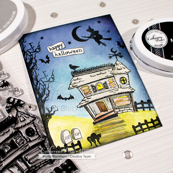Spooky Hollow Clear Stamp Set used to create a Twilight Scenic Halloween Card