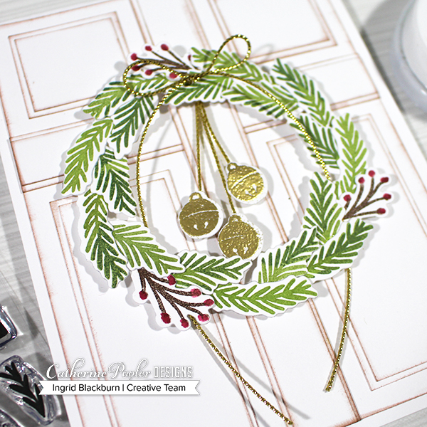 wreath on door christmas card by ingrid blackburn